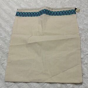 Tory Burch Cream Dust Bag with Blue Pattern